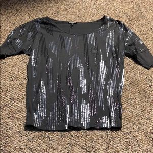 Express Gray Sequined Top